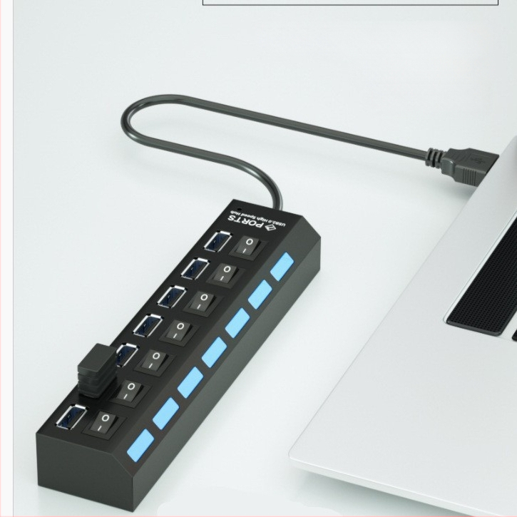 7 prievadų šakotuvas, 7 prievadų skirstytuvas, 7 prievadų šakotuvas su nepriklausomu jungikliu ir lempute, 7 skylių ilgintuvas, daugiasąsaja