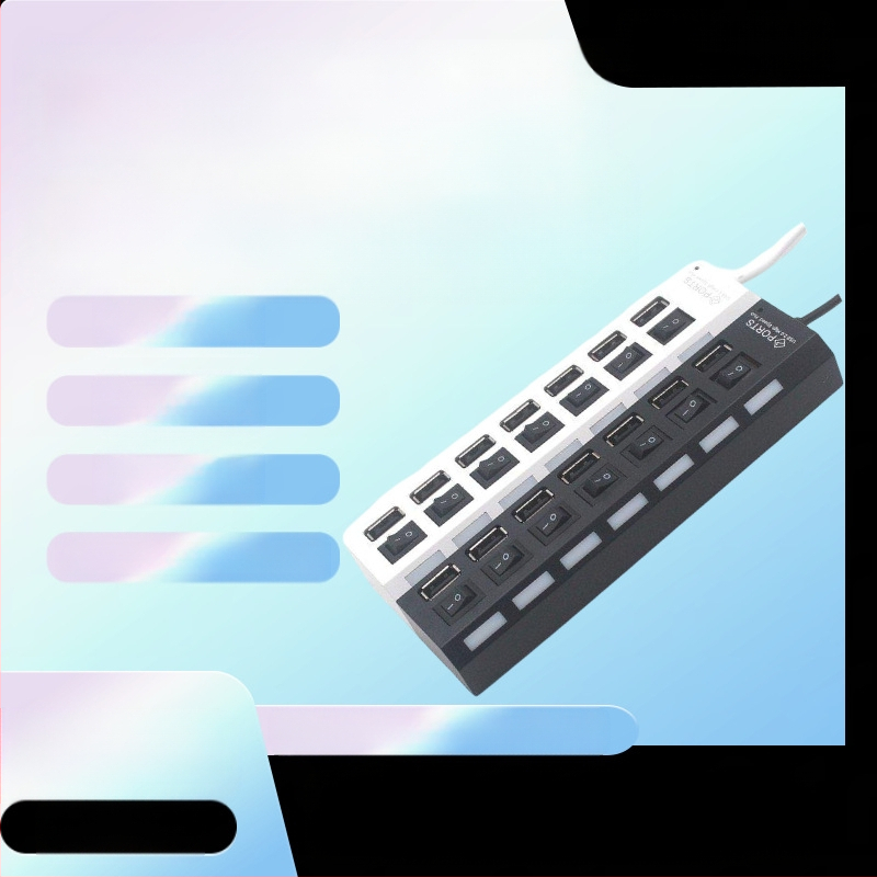 7 prievadų šakotuvas, 7 prievadų skirstytuvas, 7 prievadų šakotuvas su nepriklausomu jungikliu ir lempute, 7 skylių ilgintuvas, daugiasąsaja