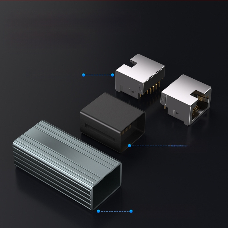 Super 6 klasės ekranuojantis dviejų galvų tinklo prievado adapteris RJ45 „Network Direct“ 10 gigabitų tinklo laidų prijungimo galvutės ilgintuvas