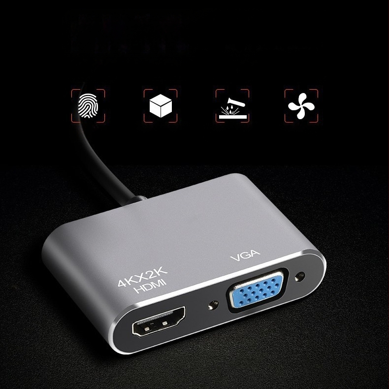 C tipa uz HDMI VGA pārveidotāja savienotājs mobilajam tālrunim, klēpjdatoram ar TV projektoru un ekrāna līnijas dokstaciju