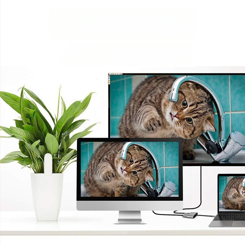 C tipa uz HDMI VGA pārveidotāja savienotājs mobilajam tālrunim, klēpjdatoram ar TV projektoru un ekrāna līnijas dokstaciju