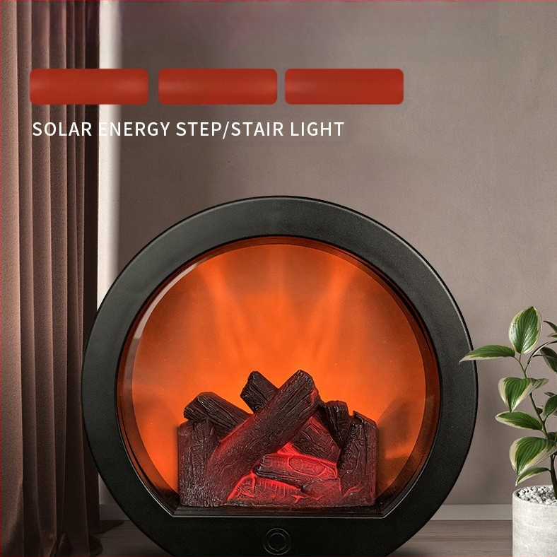 Tarpvalstybinis pusapvalis LED imitacinis anglies židinio židinys vėjo lempa Kalėdinė kūrybinė dovana kiemo sodo dekoracija įkrovimas