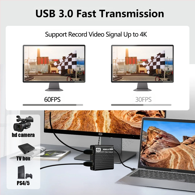 USB3.0 videokaardi HDMI4K salvestuskasti mängu saatejuhi mikrofon 1080P salvesti 60FPS