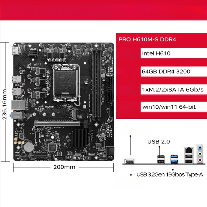 Micro/Star H610M-S lauaarvuti emaplaat toetab 12100 12400 13400