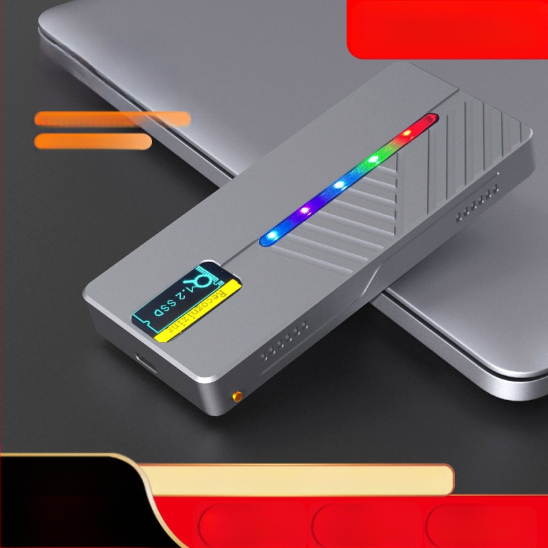 Határokon átnyúló intelligens kijelzős m.2 SSD NVME/NGFF kettős protokollal rendelkező alumíniumötvözet mobil merevlemez-doboz
