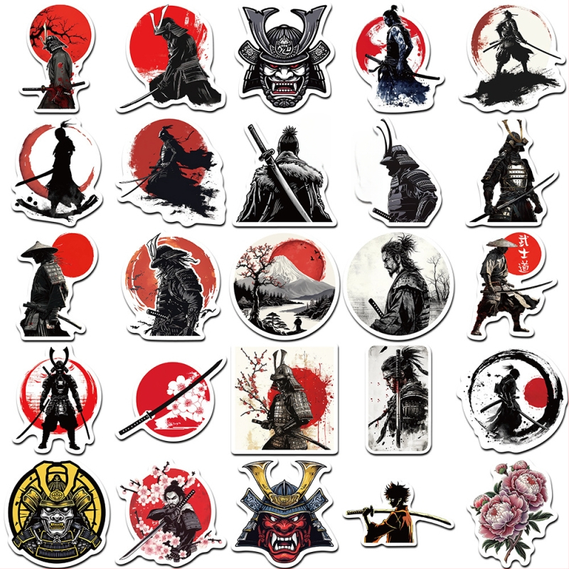 50 retro Jianghu lovagias Bushido kézi számla anyag matricák írószer poggyászjegyzetek vízálló matricák nagykereskedelem