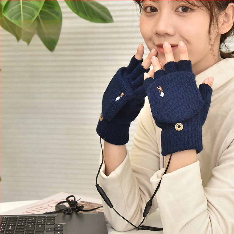 Warm Boom USB fűtőkesztyű, nyitott ujjú, plüss kézmelegítő, kétoldalas, fűthető, elektromos, meleg kesztyű, kivehető és mosható, töltőkincs