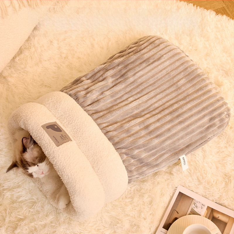 Hálózsák macskakennel kennel téli meleg zárt alagút téli macskafekhely kisállat kellékek cica fészek szőnyeg macskaszőnyeg