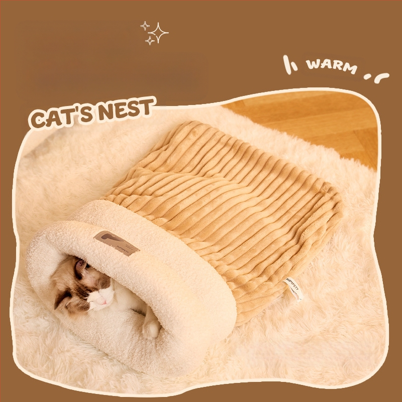 Hálózsák macskakennel kennel téli meleg zárt alagút téli macskafekhely kisállat kellékek cica fészek szőnyeg macskaszőnyeg