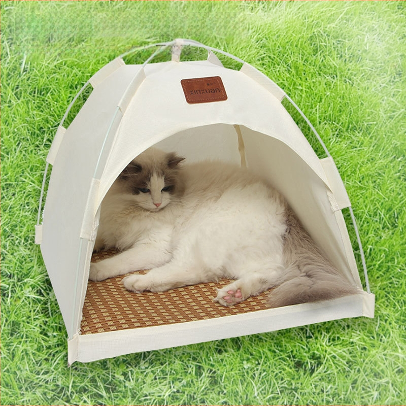 Nyári légáteresztő macskaház macskafészek kültéri kisállat sátorfészek kivehető és mosható félig zárt kényelmes tároló macska sátorhely