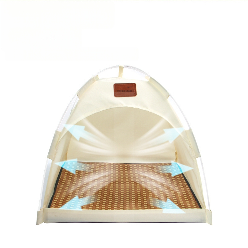 Nyári légáteresztő macskaház macskafészek kültéri kisállat sátorfészek kivehető és mosható félig zárt kényelmes tároló macska sátorhely