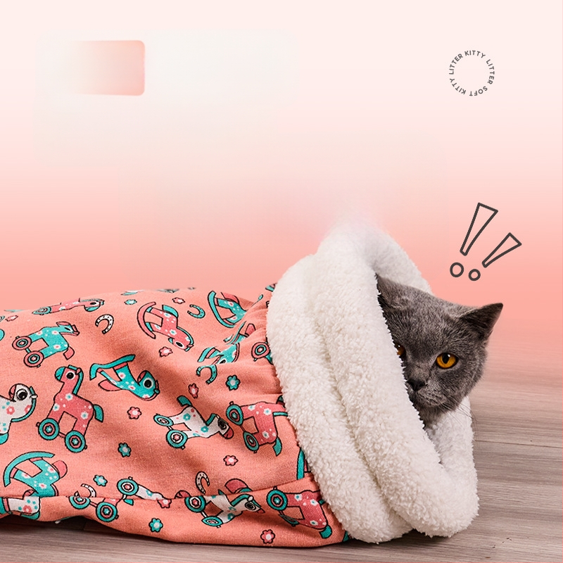 Vastagított kisállat macskafészek téli meleg cica félig zárt fagyálló macska hálózsák alagút macskapaplan kisállat kellékek