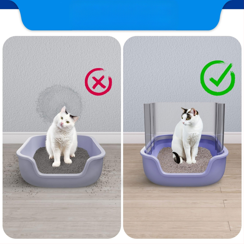 Piiriülene laos paksendatud 4-osaline kassi uriinivastane kassiliiva pritsmekate kassiliiva basseini deflektor kassi prügikasti pritsmekate