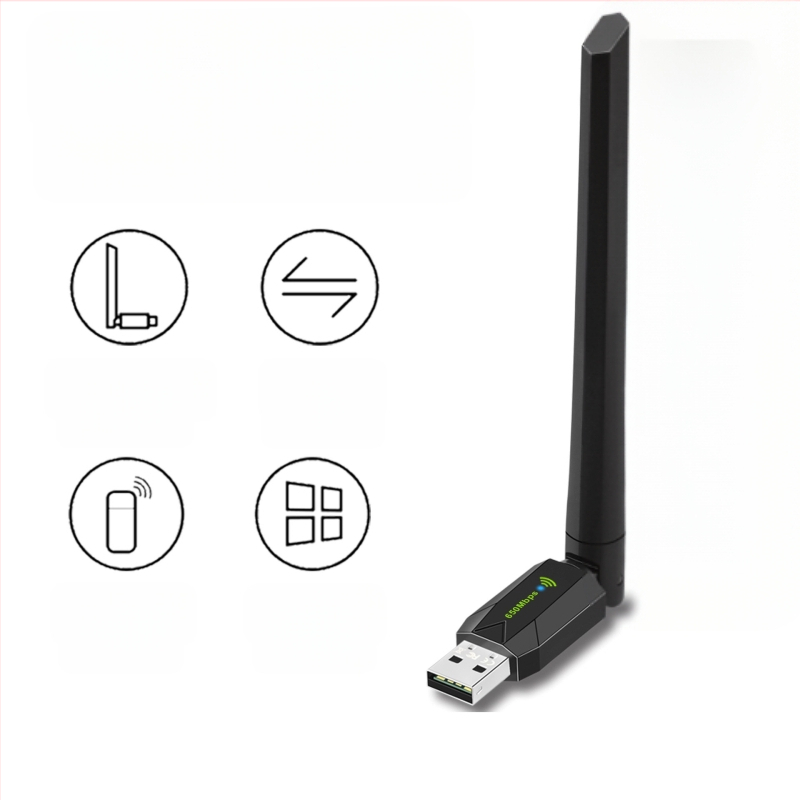 Placă de rețea wireless USB cu dublă frecvență, 650 m, fără driver, adaptor de rețea wireless WiFi 5G pentru computer desktop