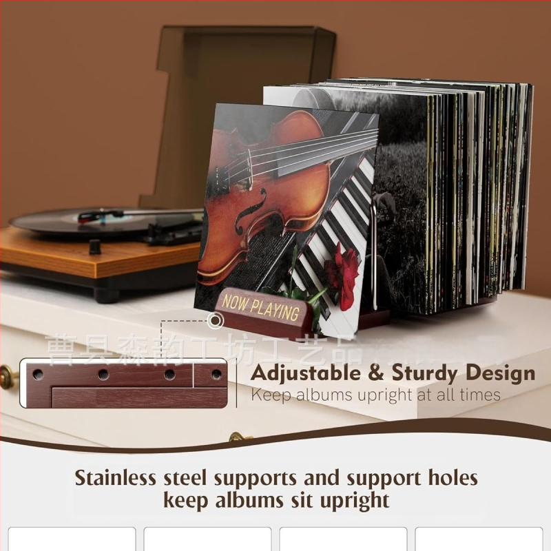 Fa háztartási asztali függőleges vinyl lemeztároló állvány Egyszerű irodai irattartó állvány CD-tároló állvány