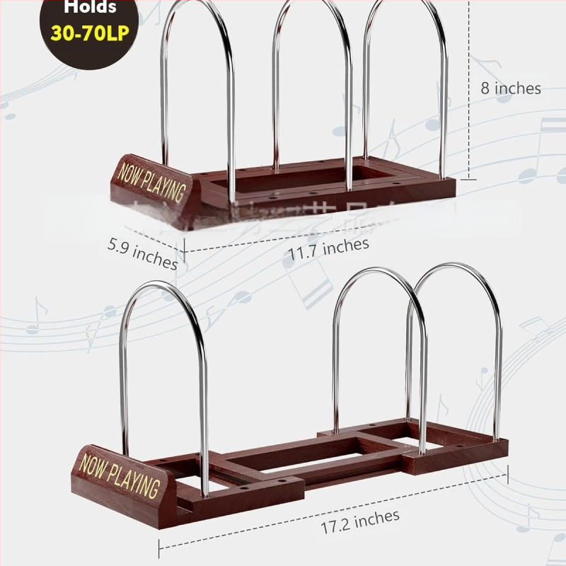 Fa háztartási asztali függőleges vinyl lemeztároló állvány Egyszerű irodai irattartó állvány CD-tároló állvány