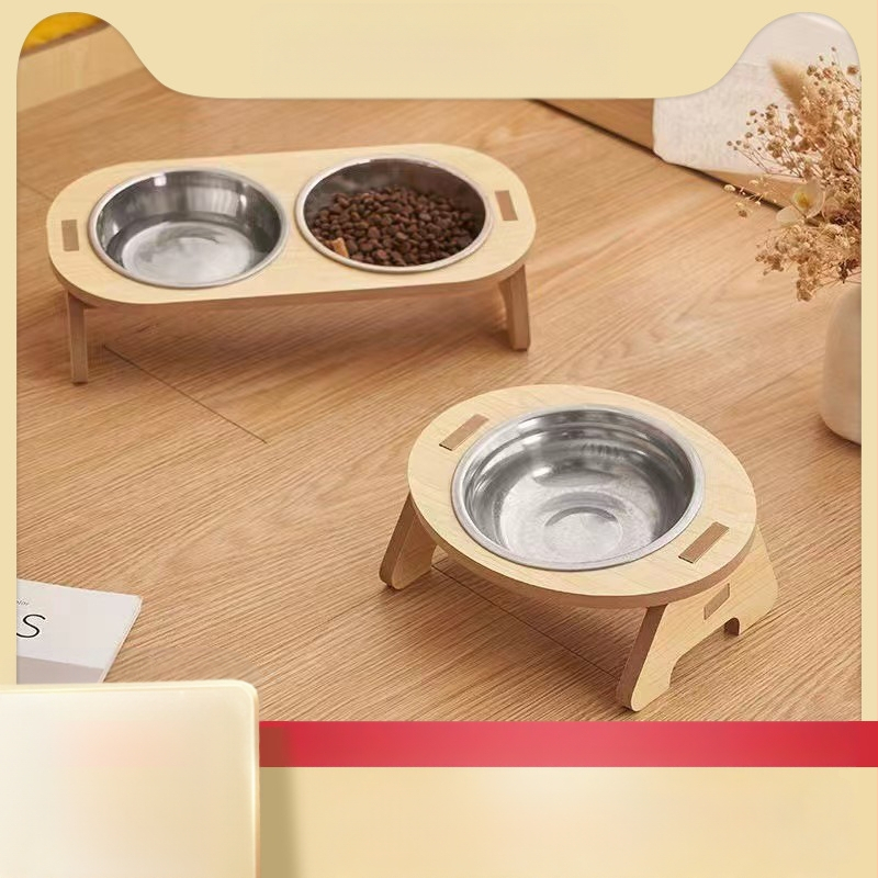 Kassitoidukauss Kassikauss Kassitoidukauss Löögikindel kaelakaitse Topeltkauss Kõrge jalaga kassi kaelakaitse Väikesele koerale Koera täispuidust toidukauss