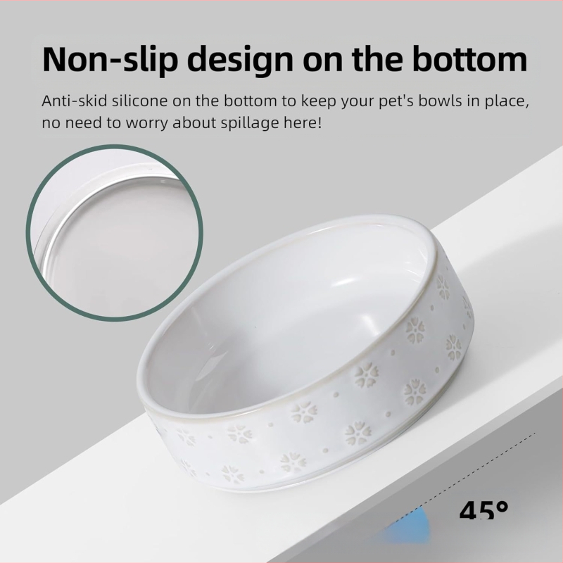Kiváló minőségű kerámia domborműves nagy kapacitású csúszásmentes macskatál kutyatál kutyamosó macska itató dupla tál ételtartó