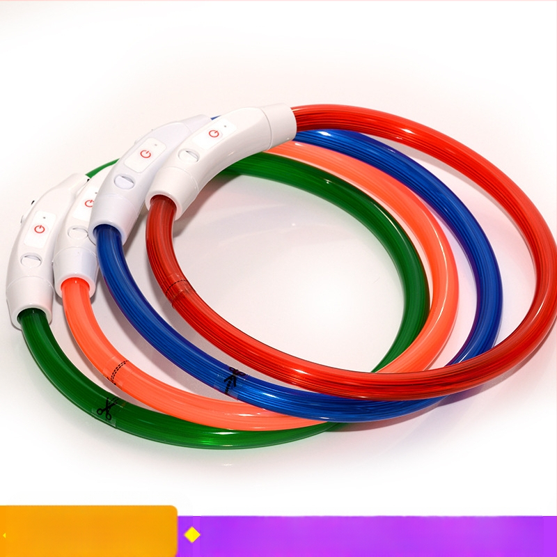Világító nyakörv kutyáknak, kisállat nyakörv, kutyanyakörv, PVC száloptikai nyakörv, USB töltős, LED-es világító kutyanyakörv