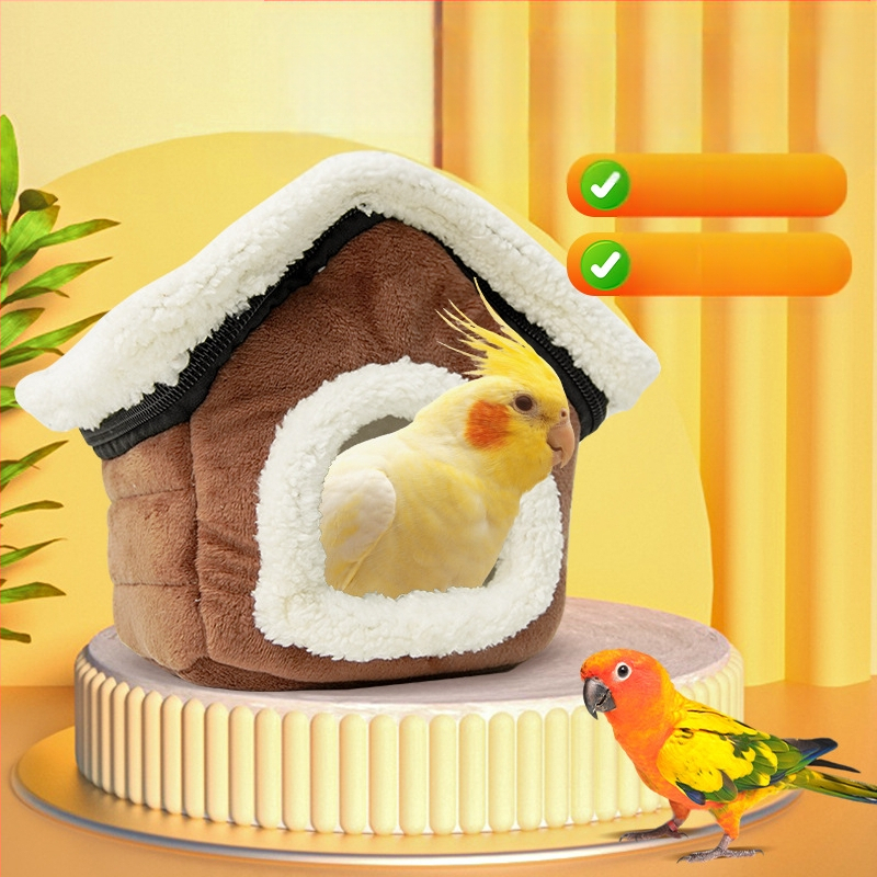 Kisállatfészek kellékek pamut fészek szélálló stabil levehető és mosható madár kisállat téli meleg papagájház hidegálló teljes hálós szőr
