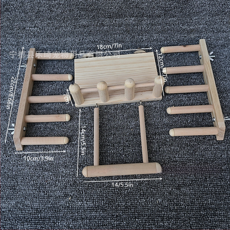 4-osaline komplekt: papagoi pedaalid, redelid, alus, trepid, kiik, linnu elupaik, hamsteri ronimisraam, lemmiklooma hüppelaud