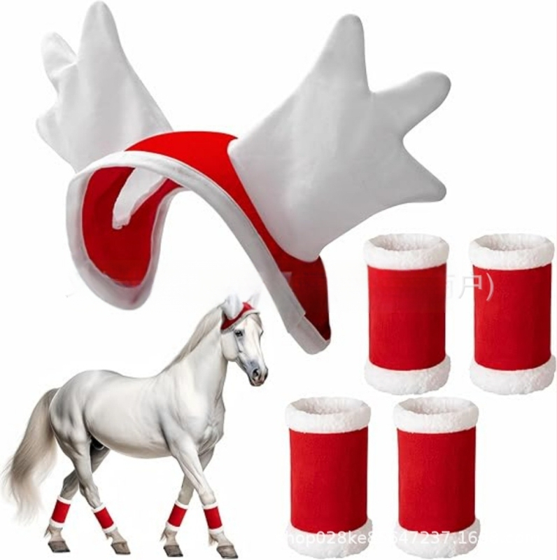 5 pct/6 pct Коледен костюм за кон, опаковка за конски крак, подложка за седло Snata за празнични парти консумативи