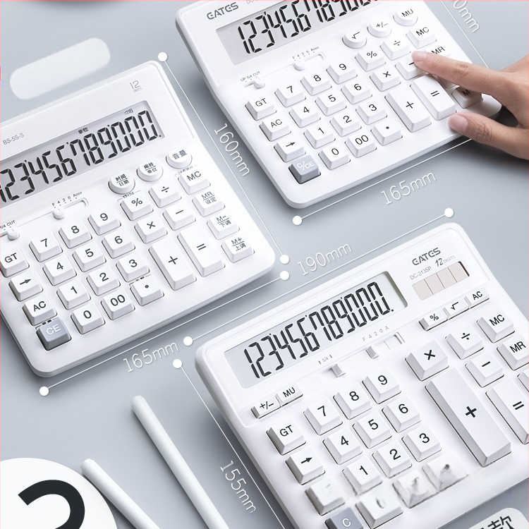 Голям калкулатор за офис употреба, счетоводство, бял, сладък, захранван със слънчева енергия, гласово управление, произношение от реален човек, за бизнес офис употреба