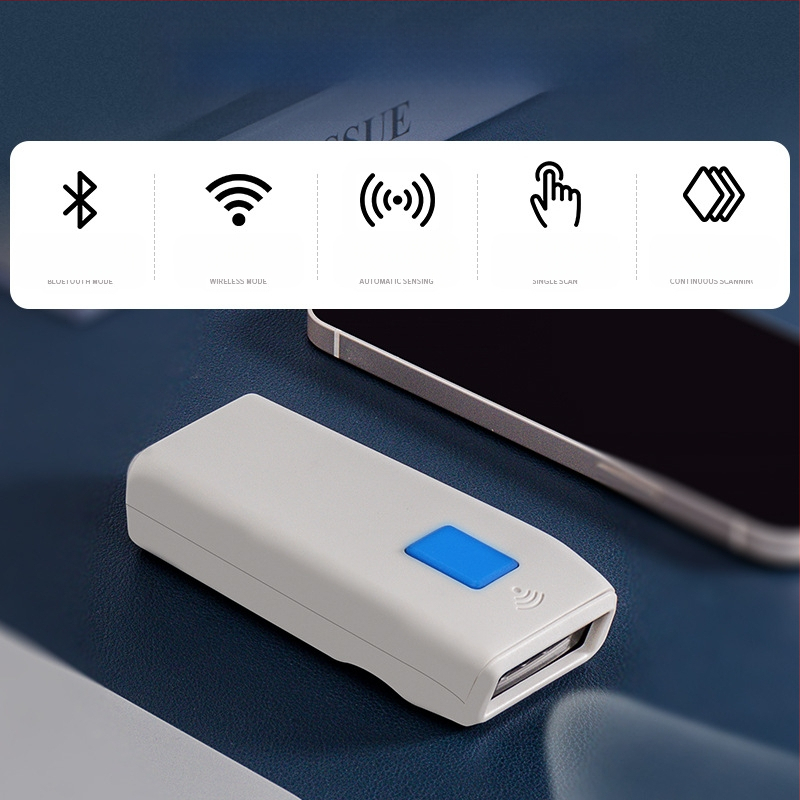 Kaasaskantav skanner Bluetooth-traadita skanner Käeshoitav skanner Ühemõõtmeline ja kahemõõtmeline ekspresslao vöötkoodi skaneerimispüstol