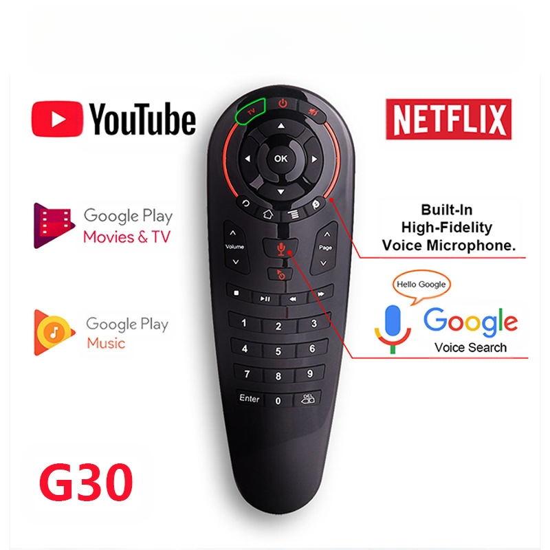 Väliskaubandus G30 2.4g hääl Flying Mouse kaugjuhtimispult infrapunaõppega Android TV võrgu digiboks TV box