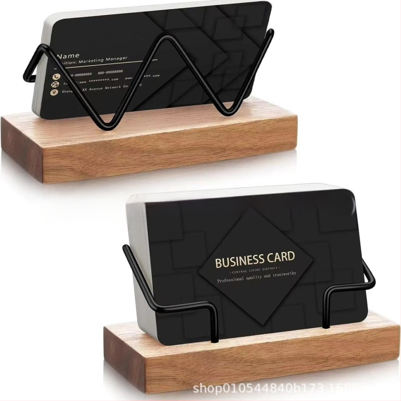Puidust visiitkaardiümbris, must pähklipuust messingist, loominguline lauakontori visiitkaardihoidja, visiitkaartide alus, lauakontori visiitkaart