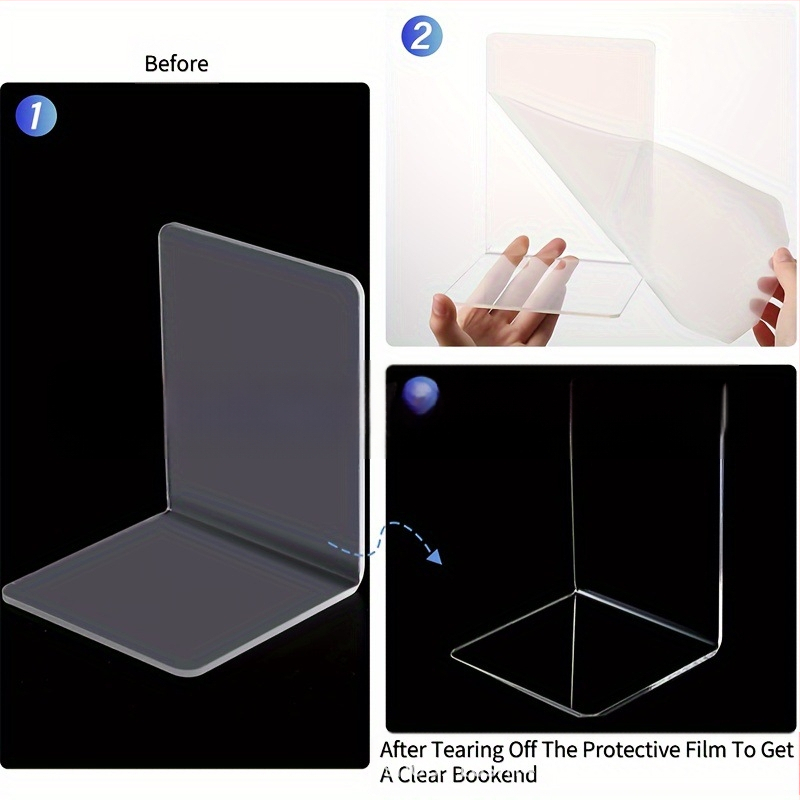 Небрежна и креативна акрилна прозрачна матирана L-образна вертикална стойка за книги, рамка за студентско бюро