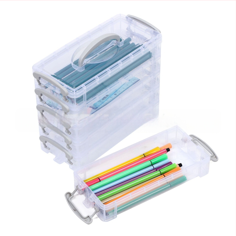 6-kihiline värviline pliiatsikott, akvarellpliiatsite hoiukarp, virnastatav ja eemaldatav kirjatarvete hoiukarp, plastkarp