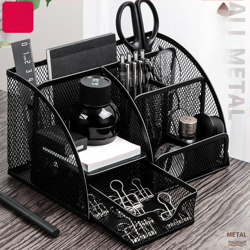 Deli 9200 daudzfunkcionāls pildspalvu turētāja uzglabāšanas kaste pildspalvu turētājs metāla sieta pildspalvu turētājs biroja piederumiem