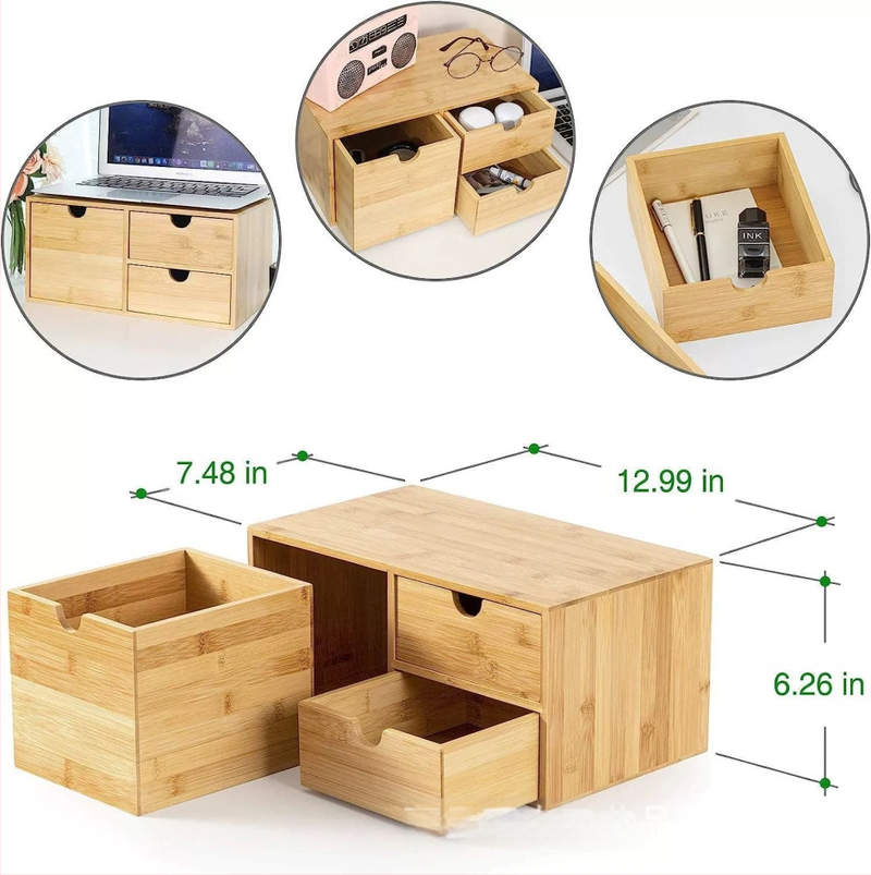 Kreatív asztali tömörfa tárolódoboz fiókos típusú tárolószekrény ajtóval irodai íróasztal tárolódoboz fa állvány