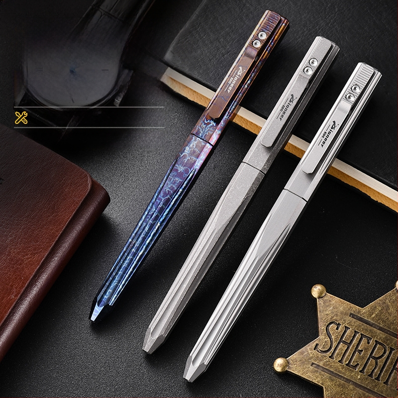 Titaanisulamist taktikaline pliiats, libisev dekompressiooniga signatuurpliiats, Pioneer Edc isikupärastatud värviline enesekaitse taktikaline pliiats