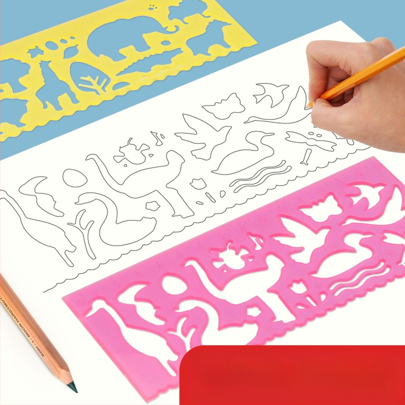 Īpašs lineāls ar roku rakstītām avīzēm, daudzfunkcionāls lineāls, vairumtirdzniecības gleznošanas lineāls, zīmēšanas veidnes lineāls multfilmai