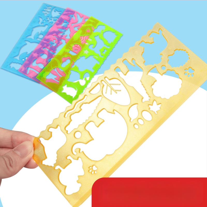 Īpašs lineāls ar roku rakstītām avīzēm, daudzfunkcionāls lineāls, vairumtirdzniecības gleznošanas lineāls, zīmēšanas veidnes lineāls multfilmai