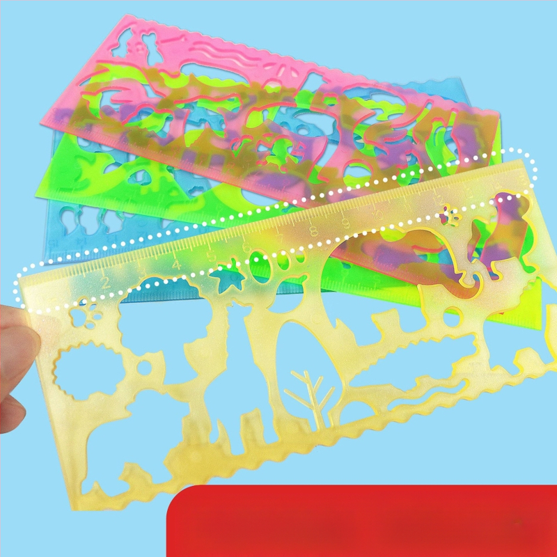 Īpašs lineāls ar roku rakstītām avīzēm, daudzfunkcionāls lineāls, vairumtirdzniecības gleznošanas lineāls, zīmēšanas veidnes lineāls multfilmai