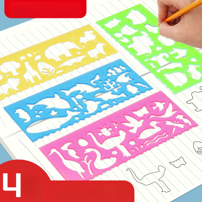 Īpašs lineāls ar roku rakstītām avīzēm, daudzfunkcionāls lineāls, vairumtirdzniecības gleznošanas lineāls, zīmēšanas veidnes lineāls multfilmai