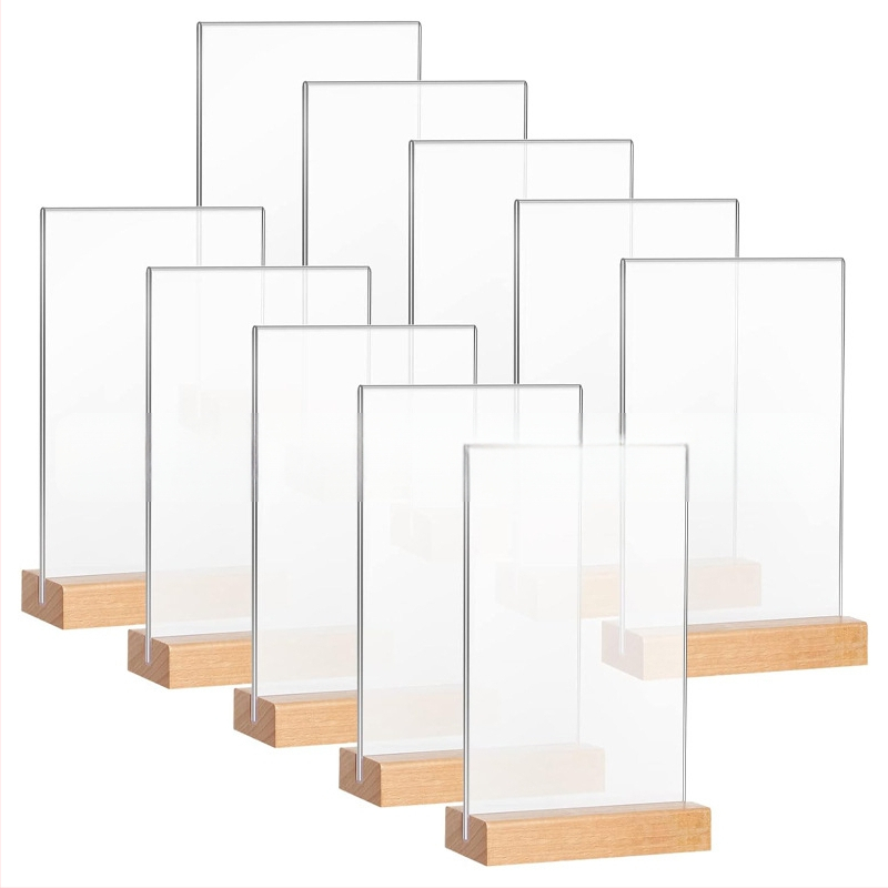 A4-es erős mágneses asztali tábla, kiállító tábla, asztali tábla, éttermi akril asztali kártyatartó, kétoldalas, L alakú asztali tábla állvány