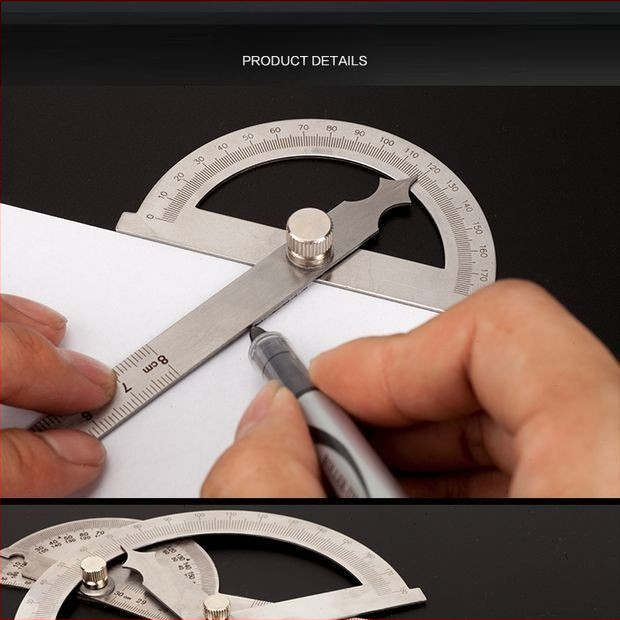 Nurgajoonlaud, kaheharuline, roostevabast terasest nurgamõõtur, 180-kraadine reguleerimine, poolringikujuline indeksmõõtur, nurgamõõtur, multifunktsionaalne nurk