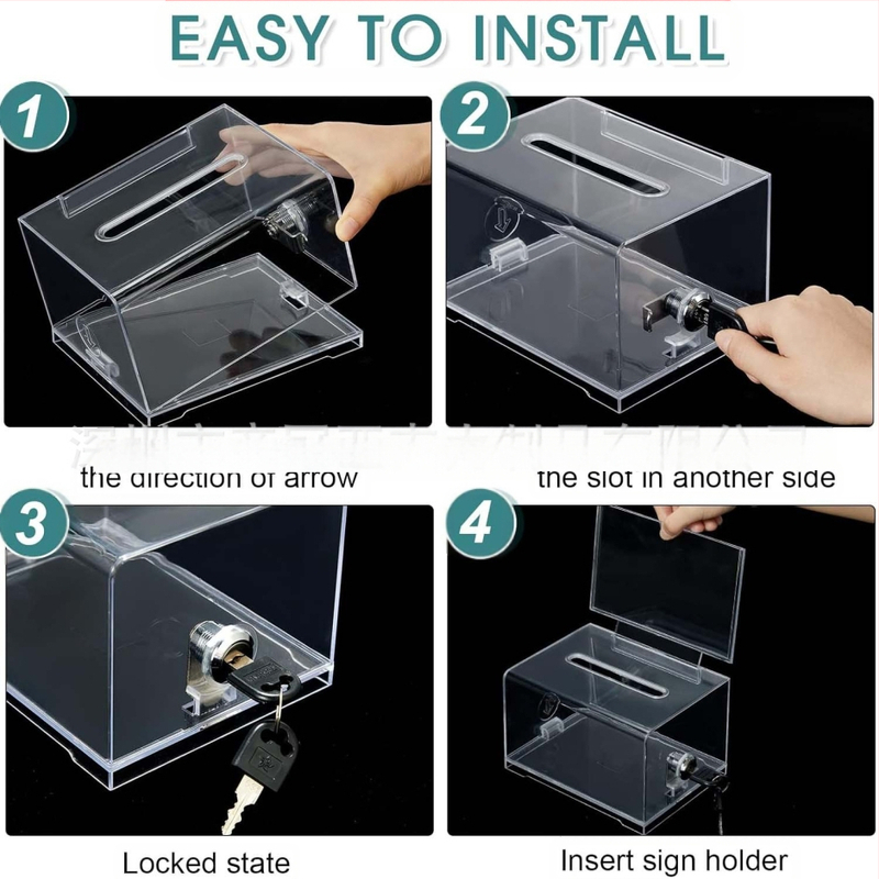 Akril adománygyűjtő doboz zárral, átlátszó szavazóláda, adománygyűjtő doboz, adománygyűjtő doboz, tároló doboz, szavazóláda, lottóláda