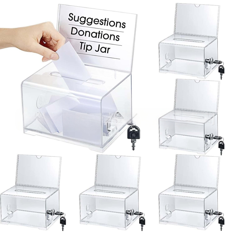 Akril adománygyűjtő doboz zárral, átlátszó szavazóláda, adománygyűjtő doboz, adománygyűjtő doboz, tároló doboz, szavazóláda, lottóláda