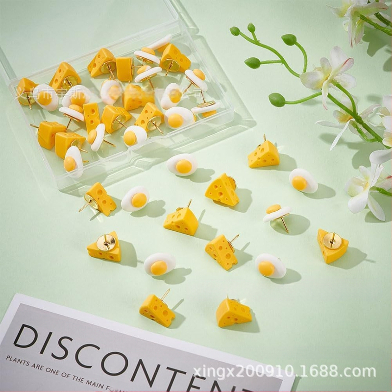 „Factory Direct“ kūrybingas mielas animacinis sūrio kiaušinio smeigtukas kamštinės lentos stumiamas nagų papuošalas rankų darbo „pasidaryk pats“ žemėlapio nagas