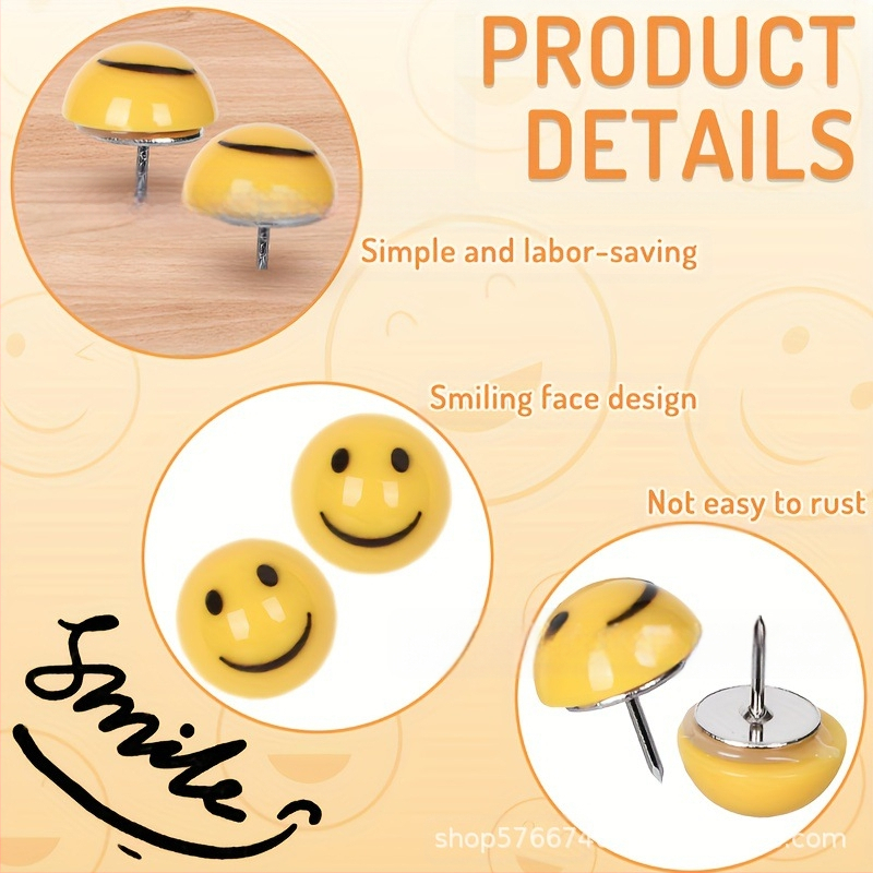 Tiesioginė prekyba tarpvalstybiniu mastu, kūrybingi šypsenėlių smeigtukai, šypsenėlių smeigtukai, kamštinė lenta, presavimo vinys, nuotraukų siena, dekoratyvinės vinys, žemės smeigtukai