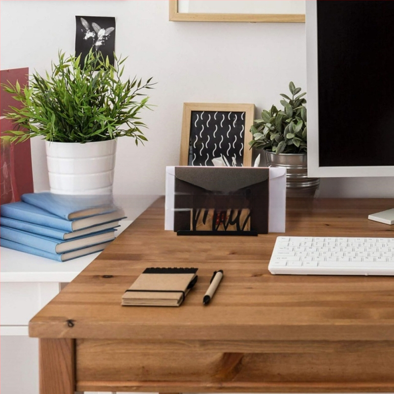 Metalinis pašto tvarkymo stovas pašto aplankams, darbalaukio laikiklis namams, biurui