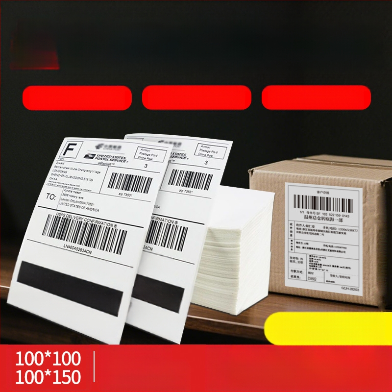 Kokkupandav termopaber 100*100 kolmekordse termosildipaberi ekspressvormi logistika isekleepuv vöötkooditrükipaber