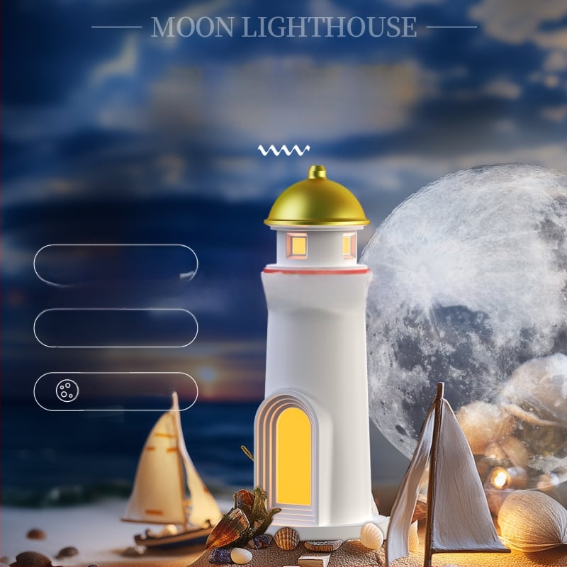 Piiriülene kuuvalguse tuletorni projektsioonlamp atmosfääri öövalgus pühadekingituste kaunistused inimkeha andur atmosfäärilamp nutikas laualamp