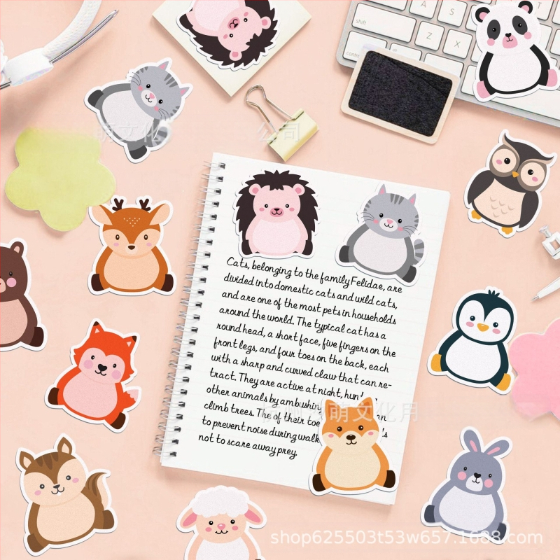 UB037 Miško gyvūno lipdukas, specialios formos kanceliarinės prekės, lipdukas su vadove, sraigė, ežiukas, zuikutis