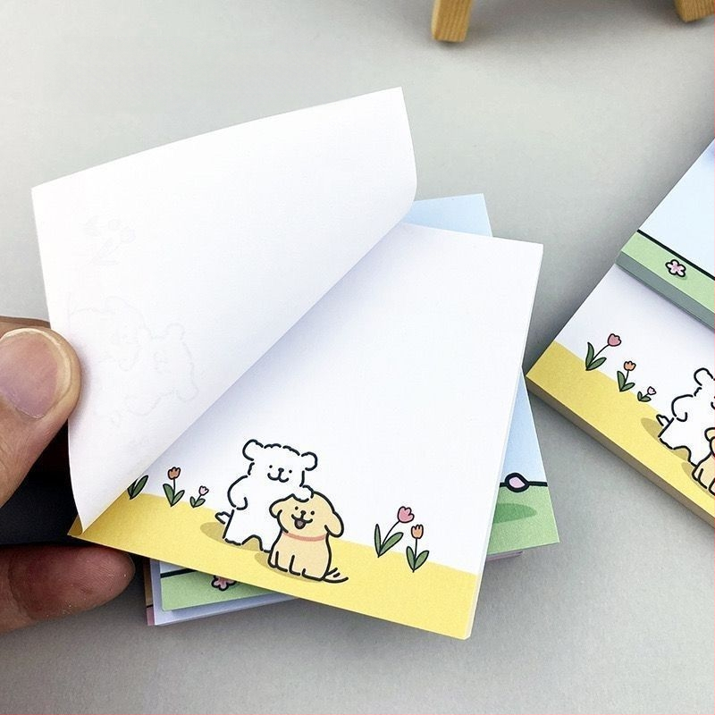 Lipnus animacinio stiliaus šuniuko užrašų lapelis, mielas, kūrybingas, išvaizdus mergaitės mokymosi užrašų lapelis